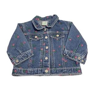 Vintage Sesame Street Floral Rose Jacket Denim Jean Snap Closure Children's 6-9m